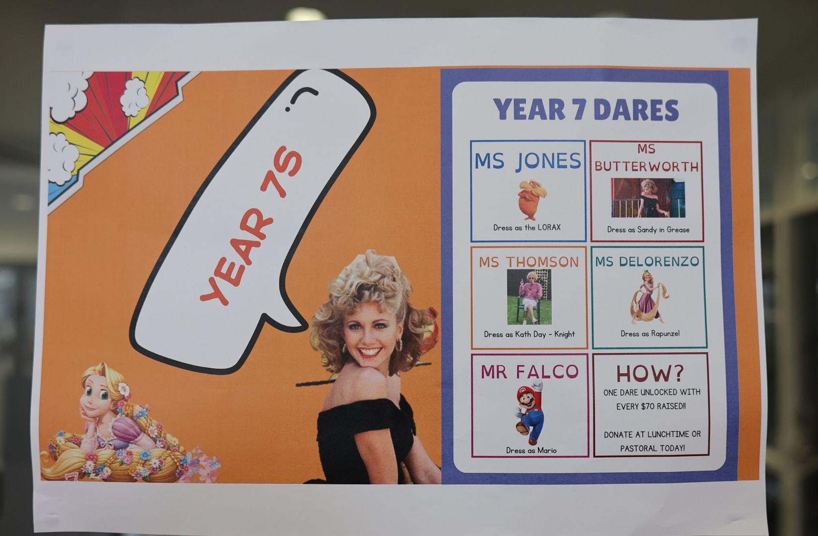 Yr 7 Dares poster